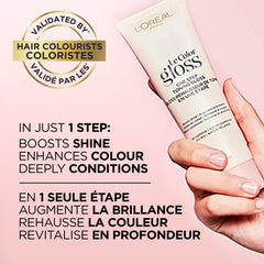 L'Oreal Paris Le Color One Step Toning Hair Gloss rich-brunette shine on healthy-looking hair.