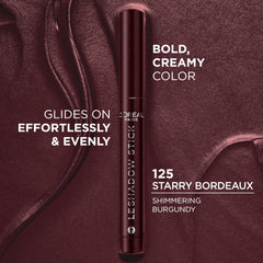 L'Oreal Paris Le Shadow Stick Starry Bordeaux closeup swatch reveals rich, buildable texture.