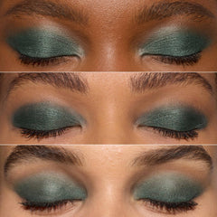 L'Oreal Paris Le Shadow Stick Twilight Emerald smoky-eye closeup shows easy blend and buildable color.