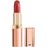 L'Oreal Paris Les Nus Nu Irreverent lipstick swatch shows soft, long-wearing nude color.