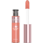 L'Oreal Paris Lumi Le Liquid Blush bright pink swatch for radiant cheeks.