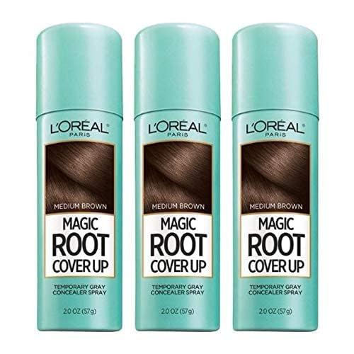 L'Oreal Paris Magic Root Cover Up spray provides quick gray-root concealment for easy touch-ups.