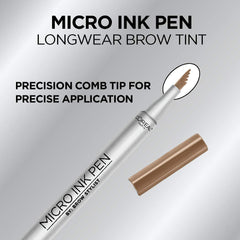 L'Oreal Paris Micro Ink Pen dark blonde swatches display natural color match.