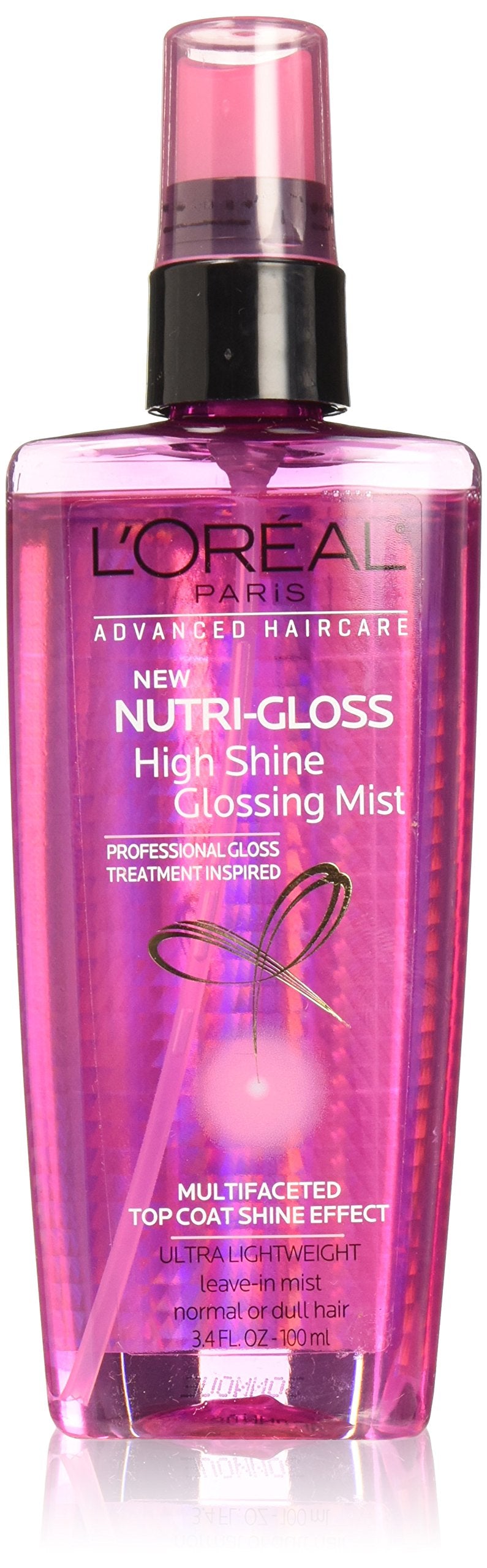 L'Oreal Paris NutriGloss glossing mist bottle ready to spray for up to 48-hour shine