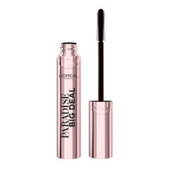 L'Oreal Paris Paradise Big Deal Mascara bottle close-up showing buildable volume for dramatic lashes.
