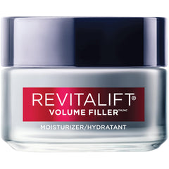 L'Oreal Paris Revita Lift Volume Filler jar close-up showing creamy texture for daily hydration and fullness.