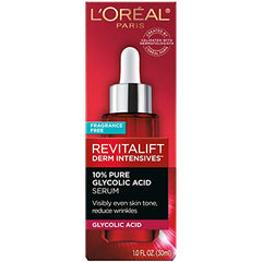 L'Oreal Paris Revitalift 10% glycolic serum dropper enables precise nightly exfoliation.
