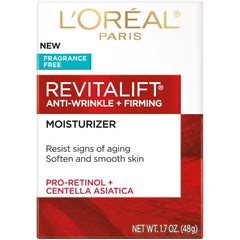 L'Oreal Paris Revitalift cream close-up demonstrates hydrating and firming texture.