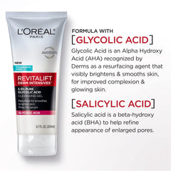 Applying L'Oreal Paris Revitalift cleansing gel for radiant skin benefits.