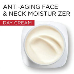 L'Oreal Paris Revitalift cream applied on jawline demonstrates smoothing and firming use.