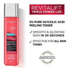 L'Oreal Paris Revitalift toner texture swatch showing Aloe Vera soothing benefits.