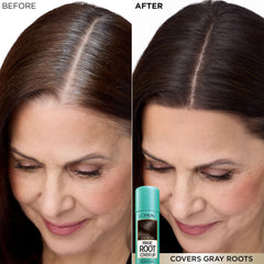 L'Oreal Paris Root Cover Up dark brown spray blends seamlessly