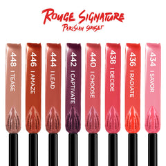 L’Oréal Paris Rouge Signature weightless matte finish visible on lips with comfortable wear.