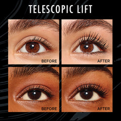L’Oréal Paris Telescopic Lift mascara lash lift closeup demonstrating instant lift and separation