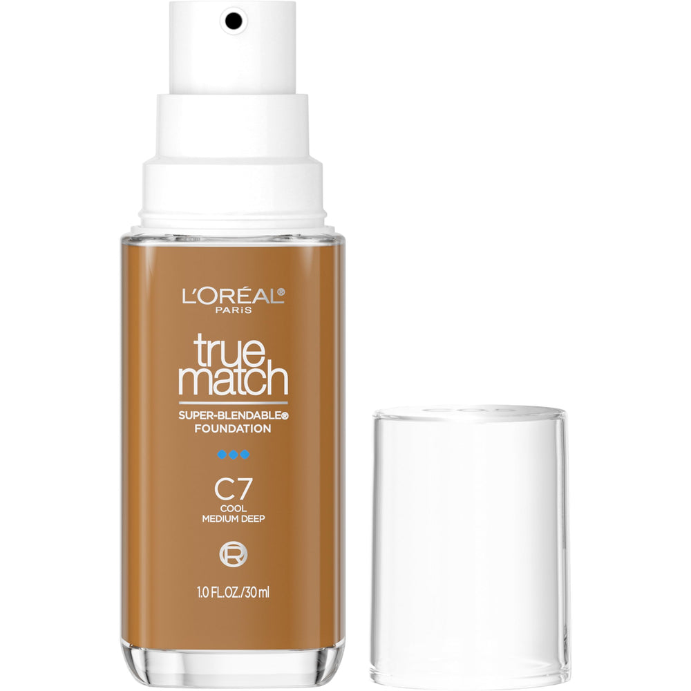 L'Oreal Paris True Match foundation pump bottle for convenient, mess-free application.
