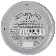 L’Oréal Paris True Match Powder Nut Brown swatch demonstrates micro-fine texture for natural matte finish.