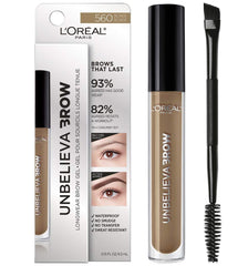 L'Oreal Paris Unbelieva-Brow longwear brow gel with precise brush for controlled application.