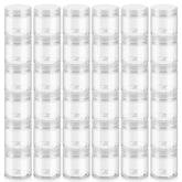 Loretoy 2oz jars with lids in a 36-pack for travel-ready cosmetic storage.