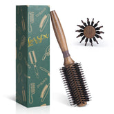 LORSEX round brush for blow drying close-up of boar bristles for shine.