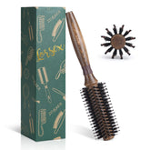 LORSEX round brush for blow drying with boar bristles adds shine and reduces frizz