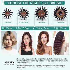 LORSEX Round Brush in a home styling setup achieving salon-like blowout.