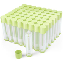 LotFancy lip balm tubes empty 60pcs with clear bodies and green caps for easy DIY lip care.