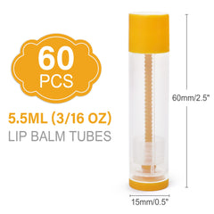 LotFancy lip balm tubes yellow caps highlight secure, leak-free storage for daily use.