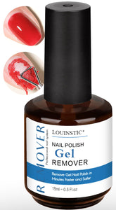 Louinstic 15ml gel nail remover bottle for quick home removal.