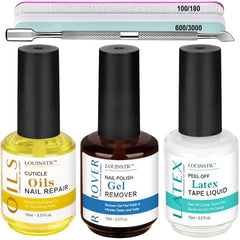 LOUINSTIC 3-in-1 gel nail remover kit shows fast gel polish removal without foil.