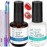 LOUINSTIC gel nail polish remover bottle demonstrates quick removal with minimal mess.