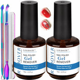 LOUINSTIC gel remover bottle closeup for fast gel removal at home.