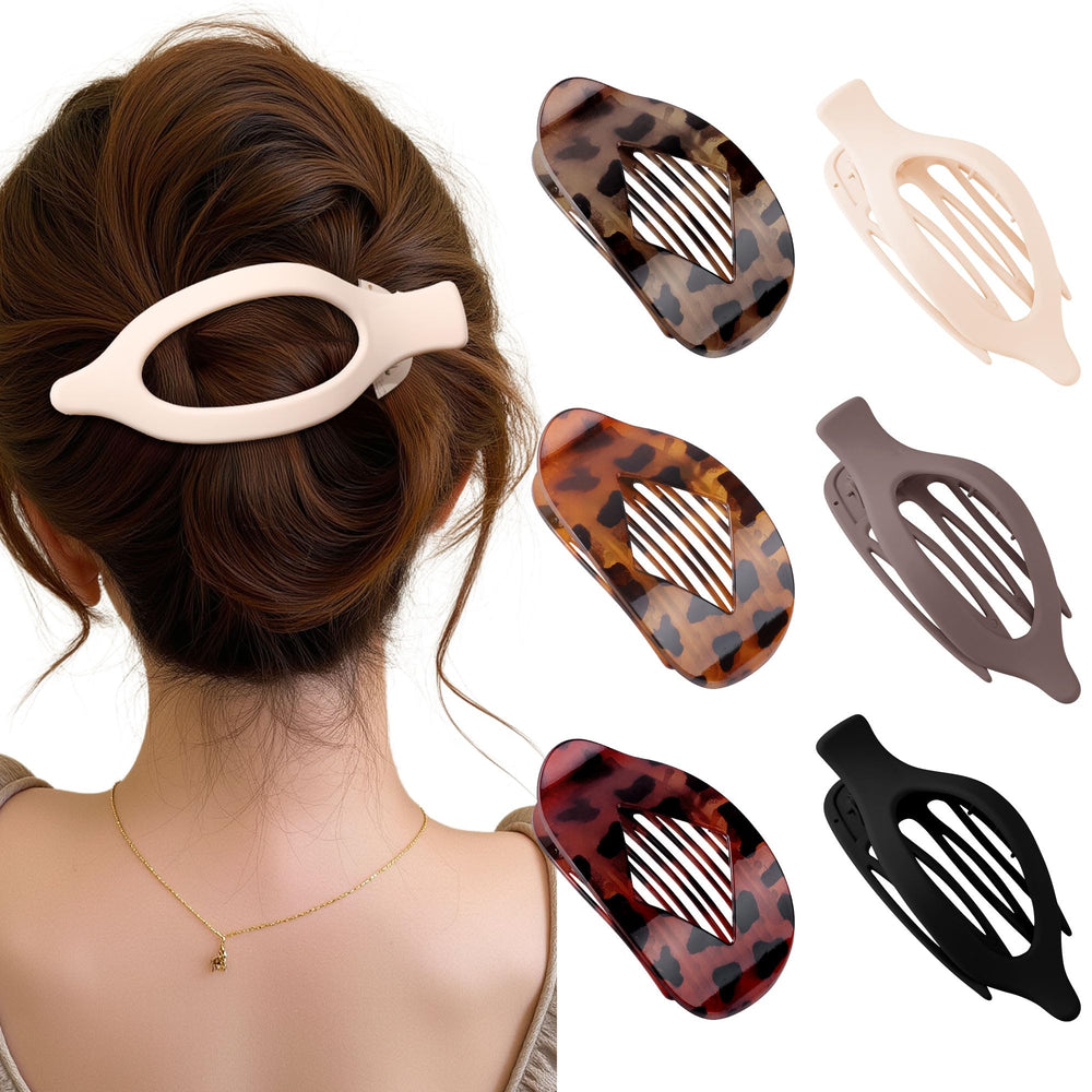 Lourny flat hair clips six-pack front view shows versatile styling.