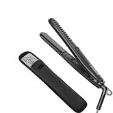 LOVANI mini flat iron—nano titanium plates close-up for smooth heat transfer.
