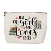 Lovdazzles book lovers makeup bag front design promotes on-the-go organization