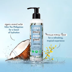 Love Beauty And Planet coconut water shot showcases refreshing, fast-absorbing moisture