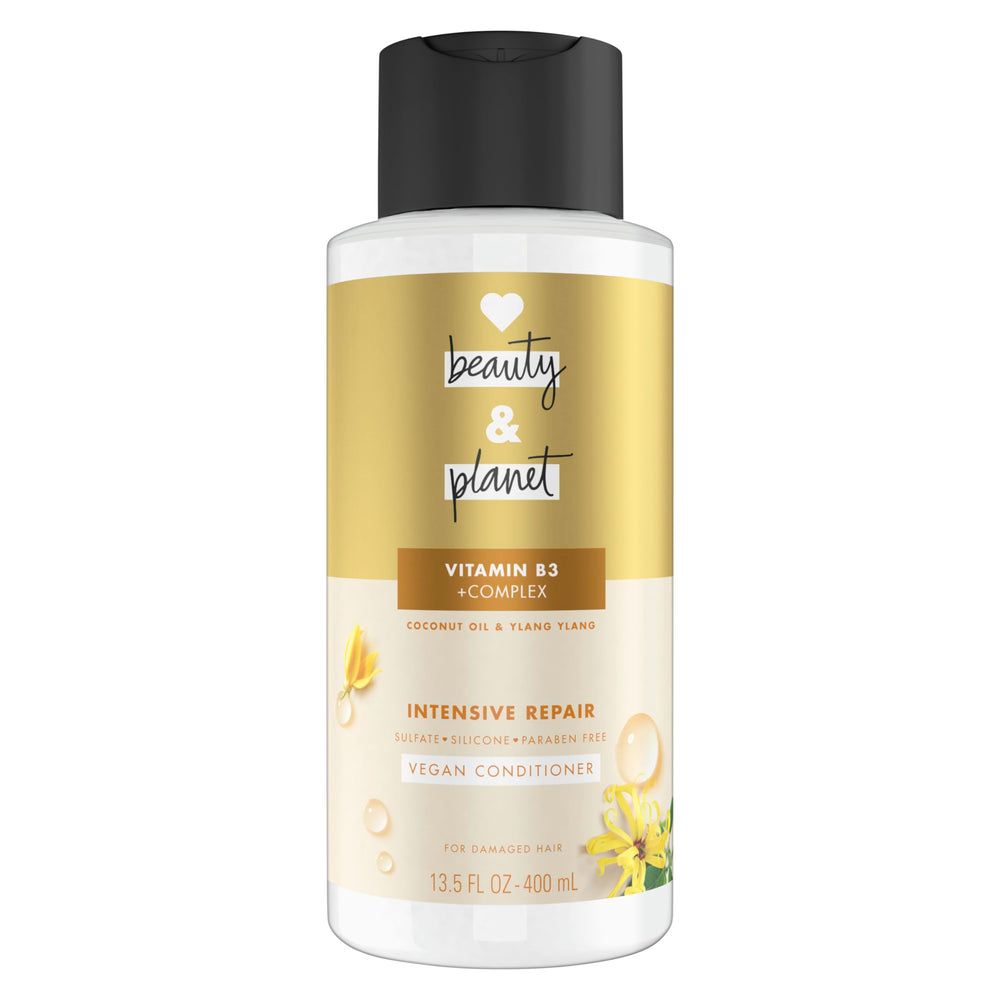 Love Beauty and Planet conditioner bottle pouring coconut oil for repair-focused care