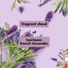 Love Beauty and Planet Soothe & Serene lavender scent close-up suggests relaxing aromatherapy.