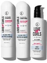 Love Ur Curls fragrance-free shampoo bottle for gentle cleansing and hydration.