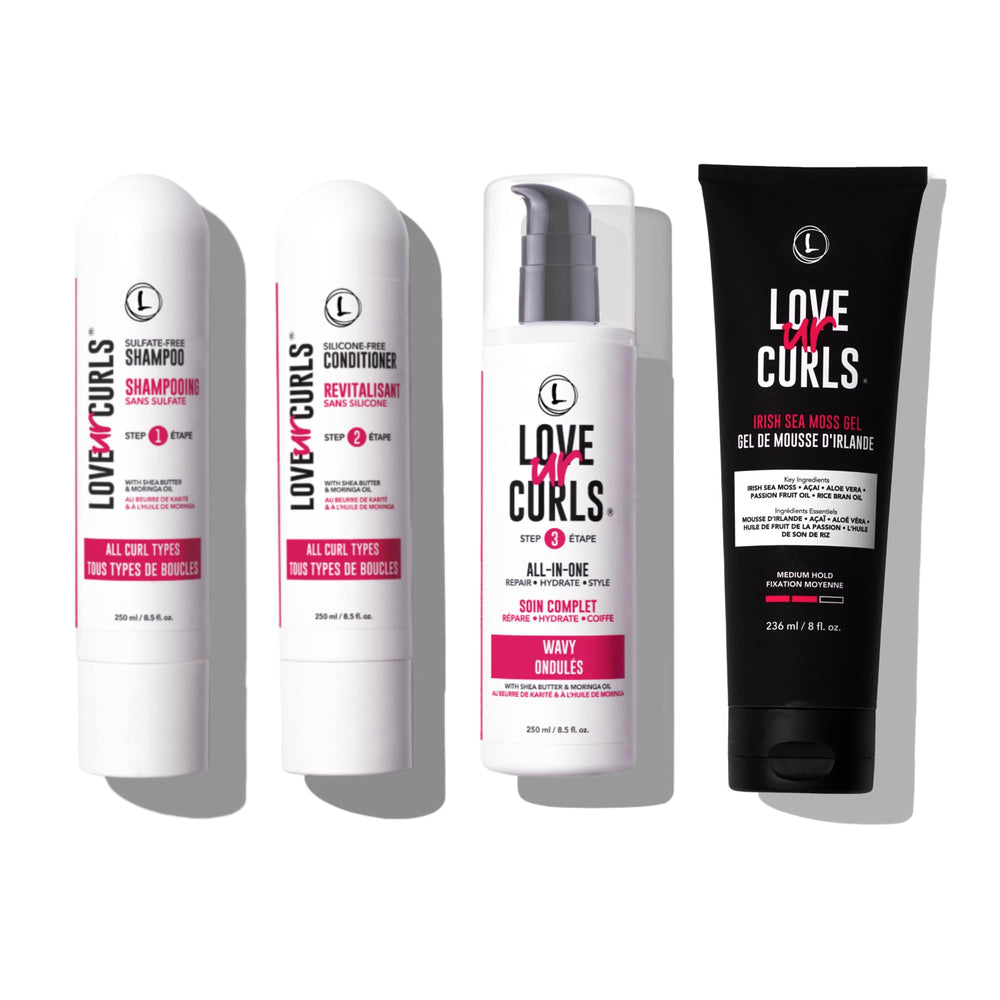 Love Ur Curls Gentle Moisturizing Shampoo bottle for curly hair, cleansing without stripping moisture.
