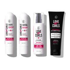 Love Ur Curls Gentle Shampoo bottle shows a gentle cleanse for soft, defined curls.