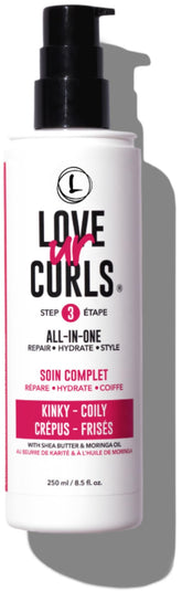 Love Ur Curls all-in-one curl cream bottle for moisturized, defined curls