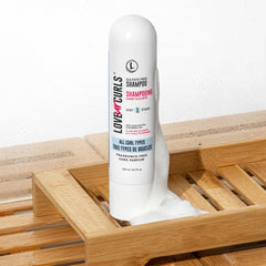Love Ur Curls light lather closeup showing mild cleansing without stripping oils