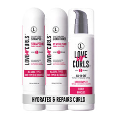 Love Ur Curls shampoo bottle pour demonstrates gentle cleansing for curly hair.