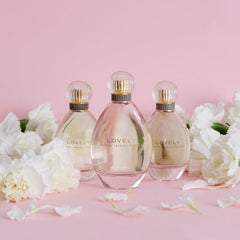 Lovely by SJP bottle with pink glass accent communicates modern glam for women.