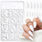LoveOurHome 240pc short almond white press-on nails for quick at-home manicures.