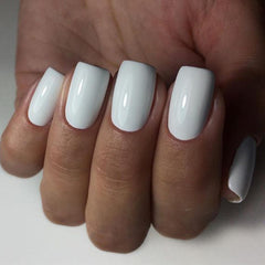 LoveOurHome white square press-on nails with glossy finish for a polished look