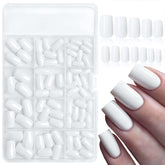 LoveOurHome white square press-on nails kit contents for easy at-home manicures
