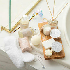 LOVERY vitamin E and shea butter bath products on display for nourishment.