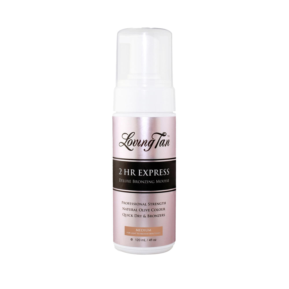 Loving Tan 2 HR Express mousse bottle delivers a natural tan.