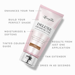 Loving Tan Deluxe Gradual Tan Lotion tinted color provides instant boost for flawless application.